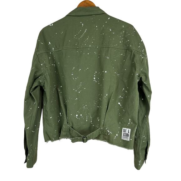 Oak & Acorn NWT Painter Cropped Jacket Sage Green Size XL Cutoff Hem Back Buckle - Picture 6 of 12